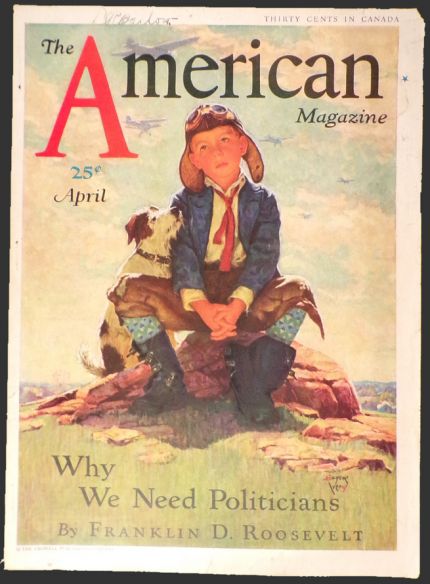 1932 The American Magazine Cover ~ Boy Dreams of Being Pilot