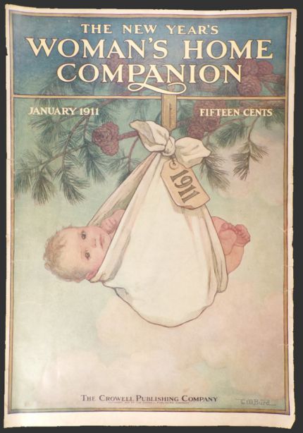 1911 Woman's Home Companion Cover ~ New Years Baby