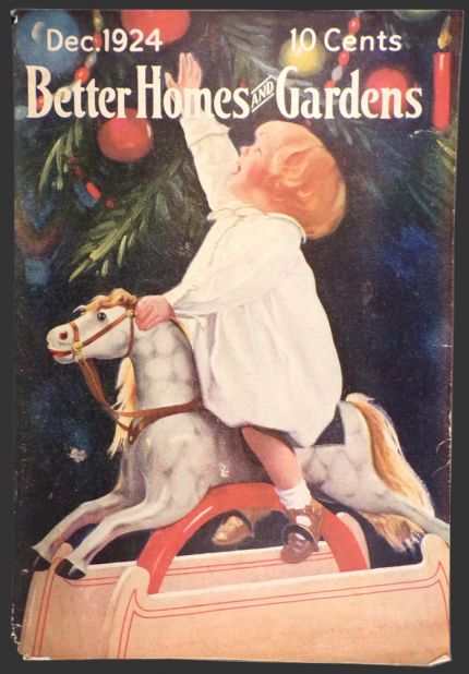 1924 Better Homes & Gardens Cover ~ Christmas Child on Rocking Horse