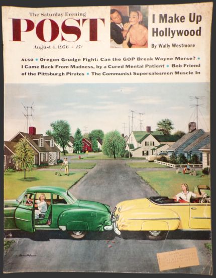 1956 Saturday Evening Post Cover ~ Women have Fender Benders