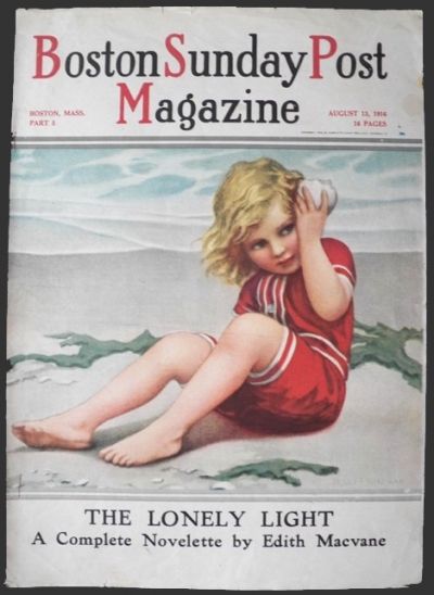 1916 Boston Sunday Post Cover ~ Child with Conch Shell