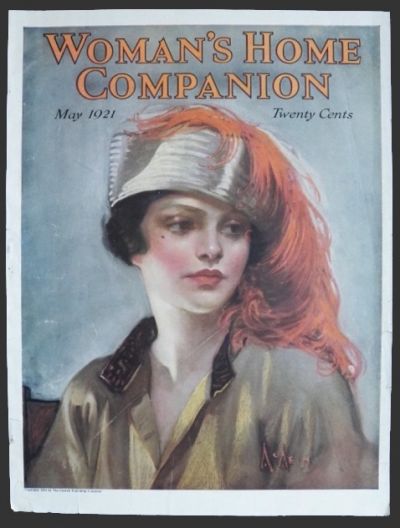 1921 Woman's Home Companion Cover ~ Woman with Feather Hat