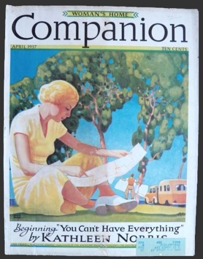 1937 Woman's Home Companion Cover ~ Woman Reads Map