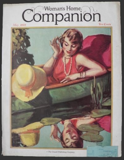 1929 Woman's Home Companion Cover ~ Woman Sees Reflection in Water