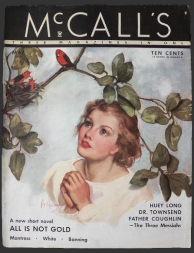 1935 McCall's Magazine Cover ~ Woman & Scarlet Tanagers