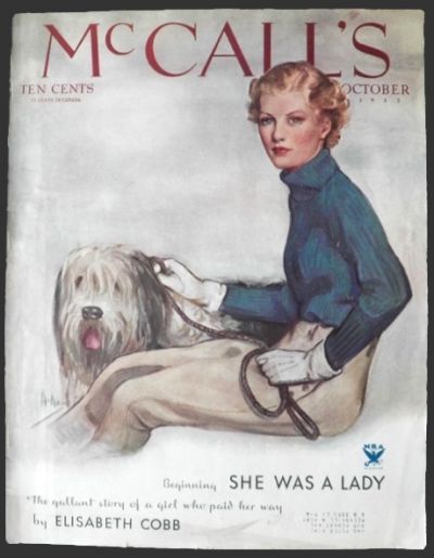 1933 McCall's Magazine Cover ~ Woman with Sheepdog Bearded Collie
