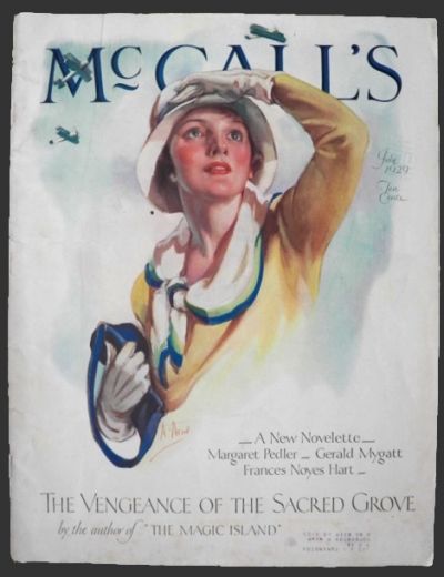 1929 McCall's Magazine Cover ~ Woman Watches Biplanes