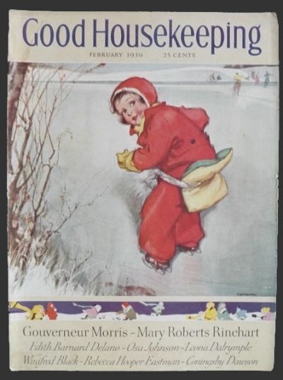 1936 Good Housekeeping Magazine Cover ~ Ice Skating Child