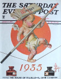 1935 Saturday Evening Post Cover ~ Leyendecker Baby Balancing Budget