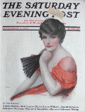 1916 Saturday Evening Post Cover ~ Pretty Lady with Fan