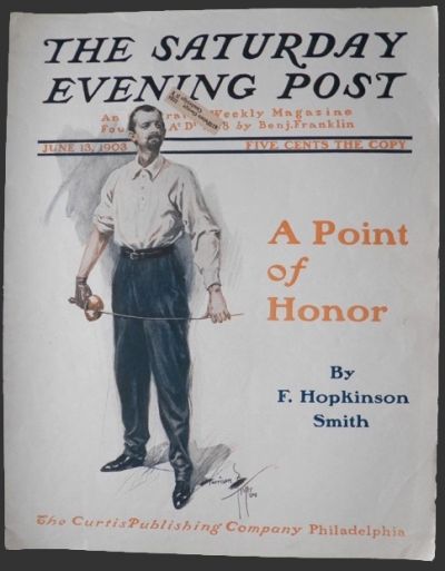 1903 Saturday Evening Post Cover ~ Harrison Fisher ~ Swordsman, Fencer
