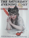 1916 Saturday Evening Post Cover ~ Woman with Quill Pen