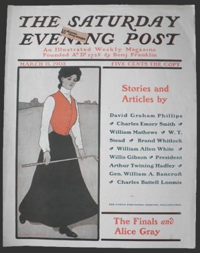 1903 Saturday Evening Post Cover ~ Lady Golfer