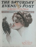 1910 Saturday Evening Post Cover ~ Harrison Fisher ~ Woman Applies Lipstick