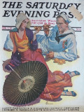1931 Saturday Evening Post Cover ~ Sailor Eats Hot Dog