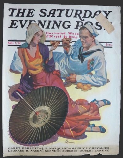 1931 Saturday Evening Post Cover ~ Sailor Eats Hot Dog