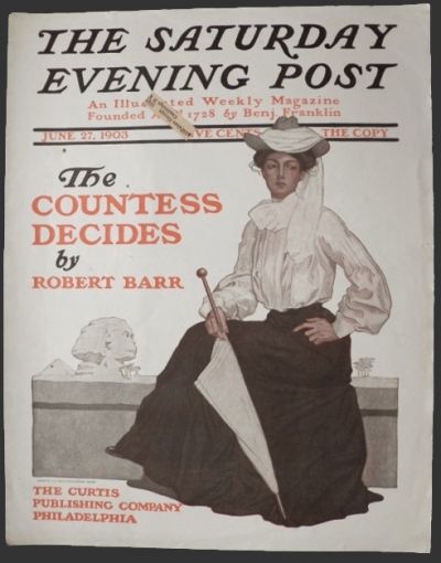 1903 Saturday Evening Post Cover ~ Woman with Umbrella