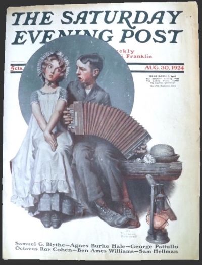 1924 Saturday Evening Post Cover ~ Norman Rockwell ~ Accordionist