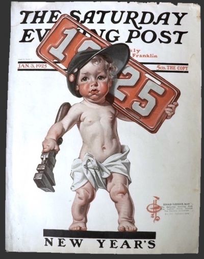 1925 Saturday Evening Post Cover ~ Leyendecker New Year Baby