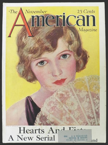 1923 American Magazine Cover ~ Woman with Lace Fan