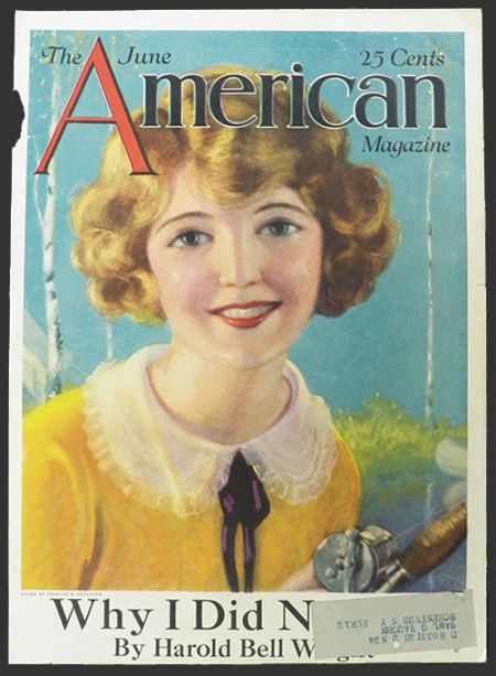 1924 American Magazine Cover ~ Woman with Fishing Rod