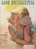 1946 Good Housekeeping Magazine Cover ~ Beach Child with Conch Shell