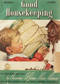 1939 Good Housekeeping Magazine Cover ~ Boy Tries to Cage Cuckoo