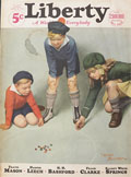 1931 Liberty Magazine Cover ~ Kids Play Ringer Marbles Game