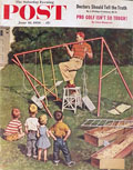 1956 Saturday Evening Post Cover ~ Dad Struggles with Jungle Jim