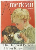 1924 American Magazine Cover ~ Baby Powderpuffs Puppy ~ Nell Hott