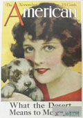1924 American Magazine Cover ~ Woman & Puppy ~ J. Knowles Hare