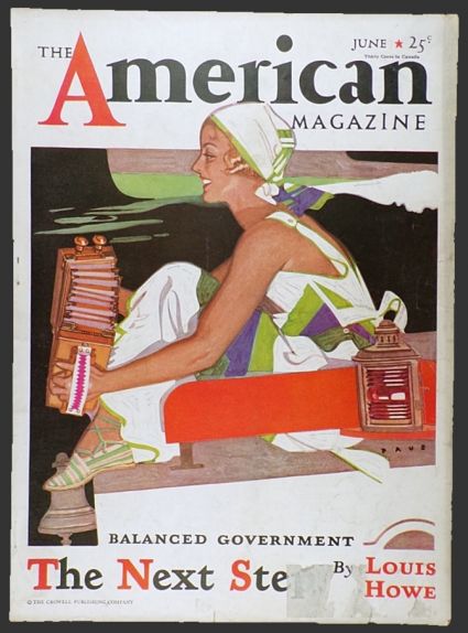 1933 American Magazine Cover ~ Herbert Paus ~ Woman Plays Accordion