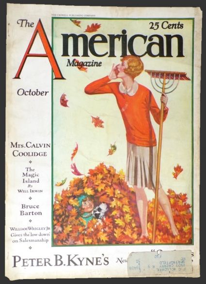 1929 American Magazine Cover ~ Child Hides in Leaves