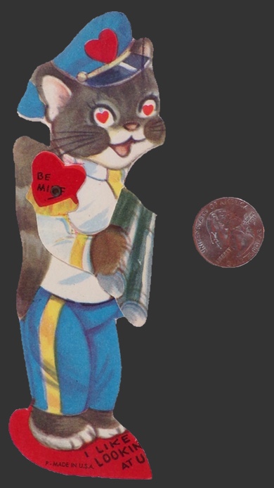 Vintage Mechanical Valentine ~ Cat with Binoculars ~ I like Looking at U