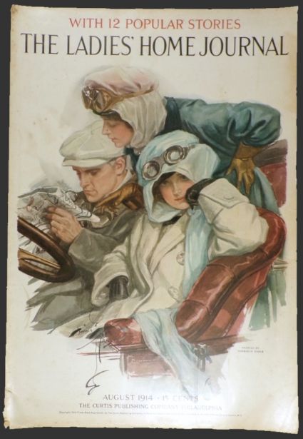 1914 Ladies' Home Journal Cover ~ People in Automobile ~ Harrison Fisher