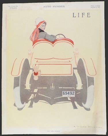 1910 Life (Humor) Magazine Cover ~ Coles Phillips Auto Fadeaway
