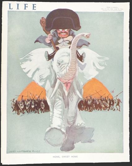 1910 Life Magazine Cover ~ Natives Pursue Man on Elephant