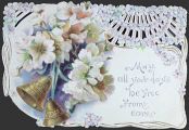 Victorian Die-Cut Greeting Card ~ Bells & Flowers ~ Days Free From Care