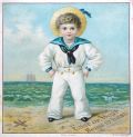 Vintage Christmas Greeting Card ~ Sailor Boy on Beach