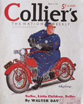 1937 Collier's Magazine Cover ~ Cartoon Cop On Motorcycle