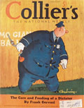 1939 Collier's Magazine Cover ~ Cop With Drill Peeks At Baseball Game