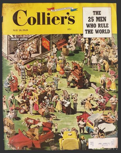 1949 Collier's Magazine Cover ~ Country Auction, Vintage Magazine