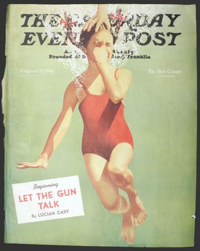 1941 Saturday Evening Post Cover ~ Girl Gets Dunked in Pool