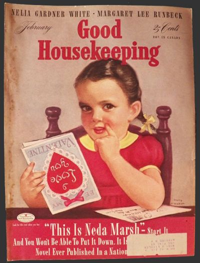 1942 Good Housekeeping Magazine Cover ~ Girl with Valentine