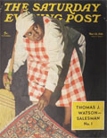 1941 Saturday Evening Post Cover ~ Maid Sweeps Dirt Under Rug