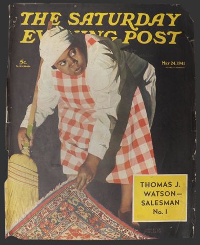 1941 Saturday Evening Post Cover ~ Maid Sweeps Dirt Under Rug