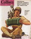 1943 Collier's Magazine Cover ~ Soldier Plays Accordion with Monkey