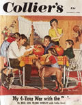 1949 Collier's Magazine Cover ~ Dad Carves Halloween Pumpkin