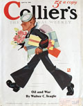 1936 Collier's Magazine Cover ~ Sailor Carries Gifts & Flowers