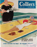 1941 Collier's Magazine Cover ~ Woman With Butler in Pool ~ Rea Irvin